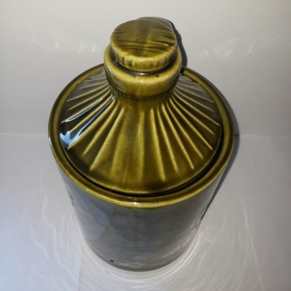 McCoy Cookie Jug Cookie Jar 1970 Drip Glaze Avocado Green - Picture 5 of 12